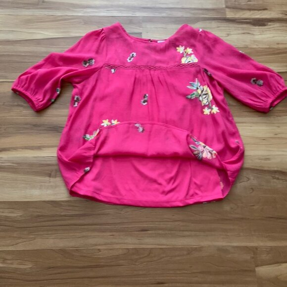 Figueroa and Flower Top Petite Medium 1/2 Sleeve Pink Floral Removable Cami NWT - Picture 5 of 12